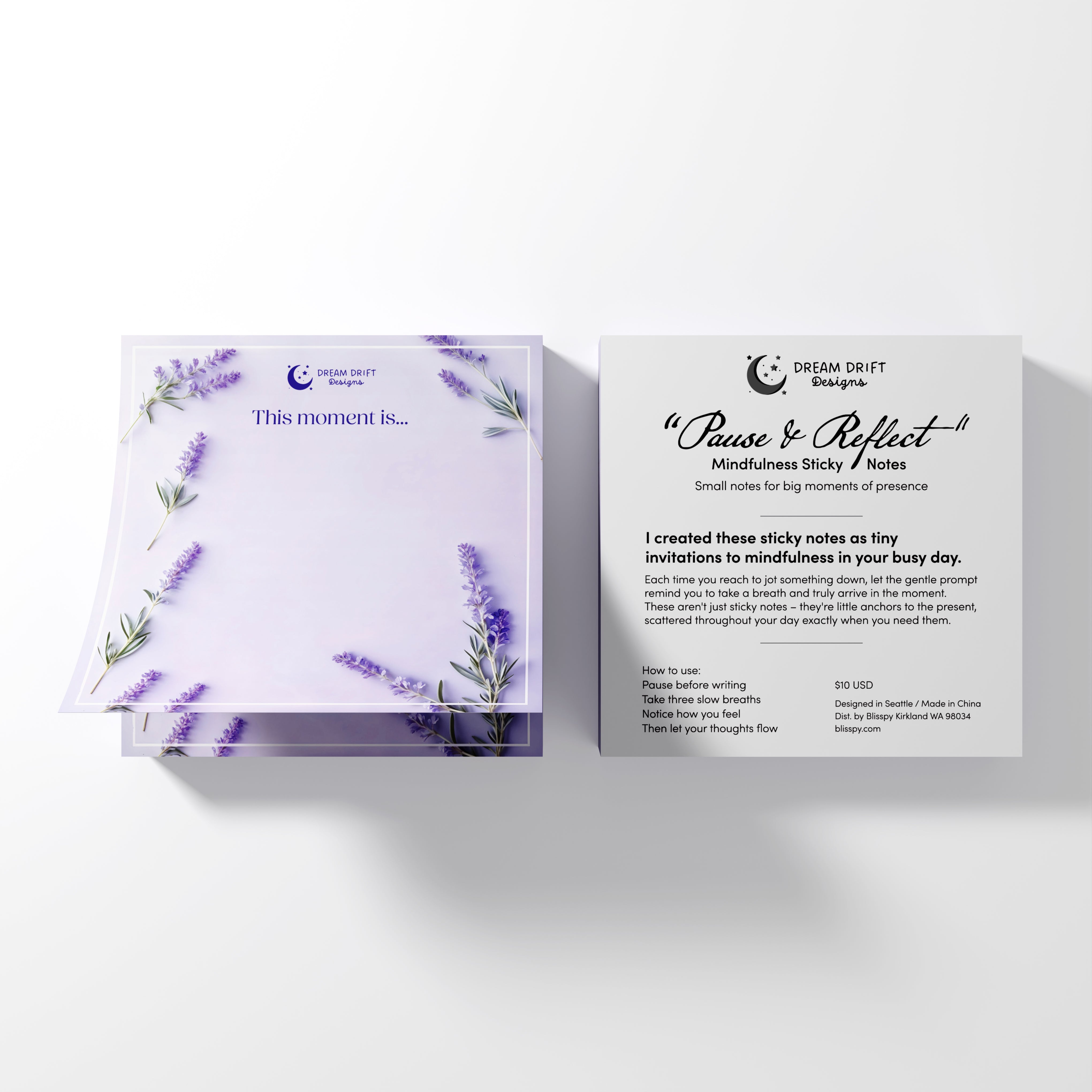 "Pause & Reflect" Mindfulness Sticky Notes