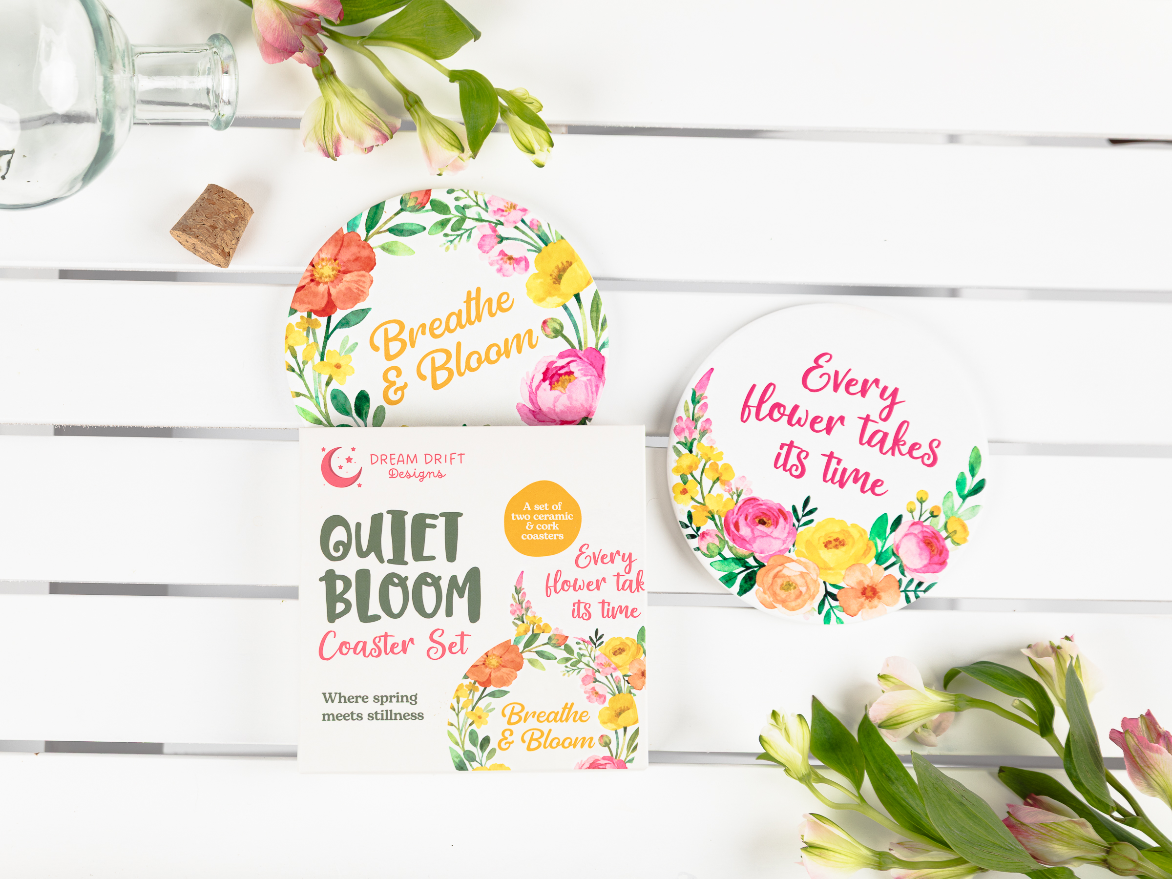 Quiet Bloom Ceramic Coasters (2-pack)