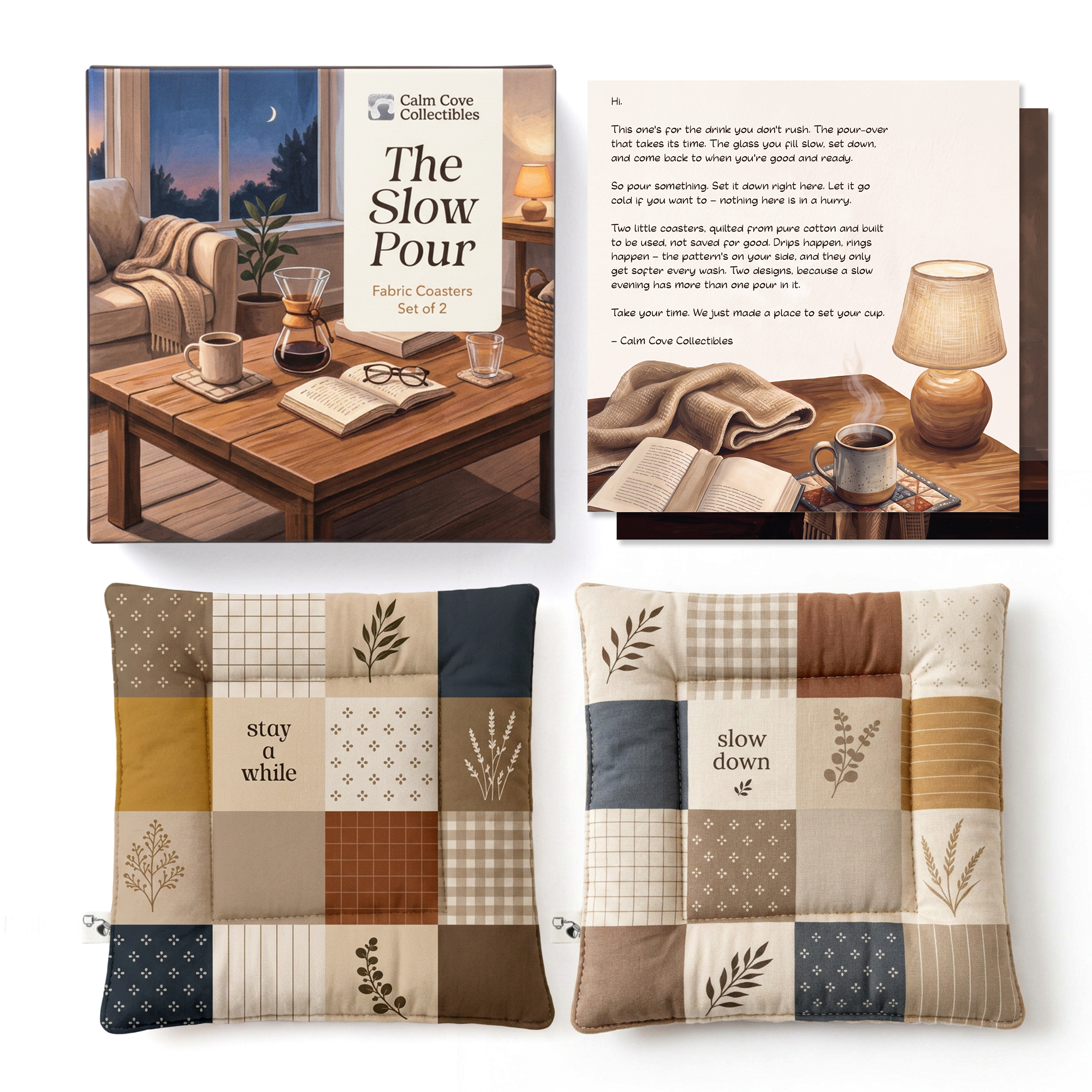 The Slow Pour Fabric Coasters